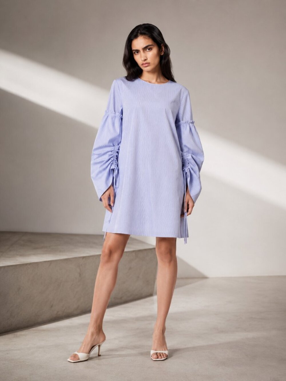 TIBI Elliot Striped Trapeze Dress